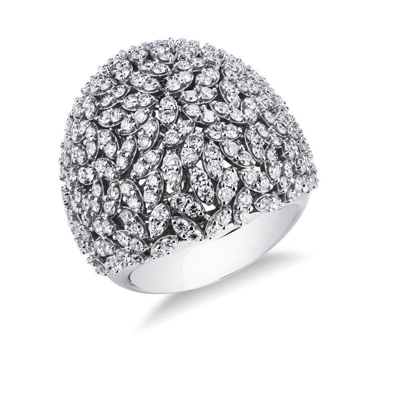 Large bague jonc en or blanc avec diamants Large bague jonc en or blanc avec diamants