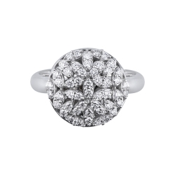 Bague ronde en or blanc 750 avec diamants 2
