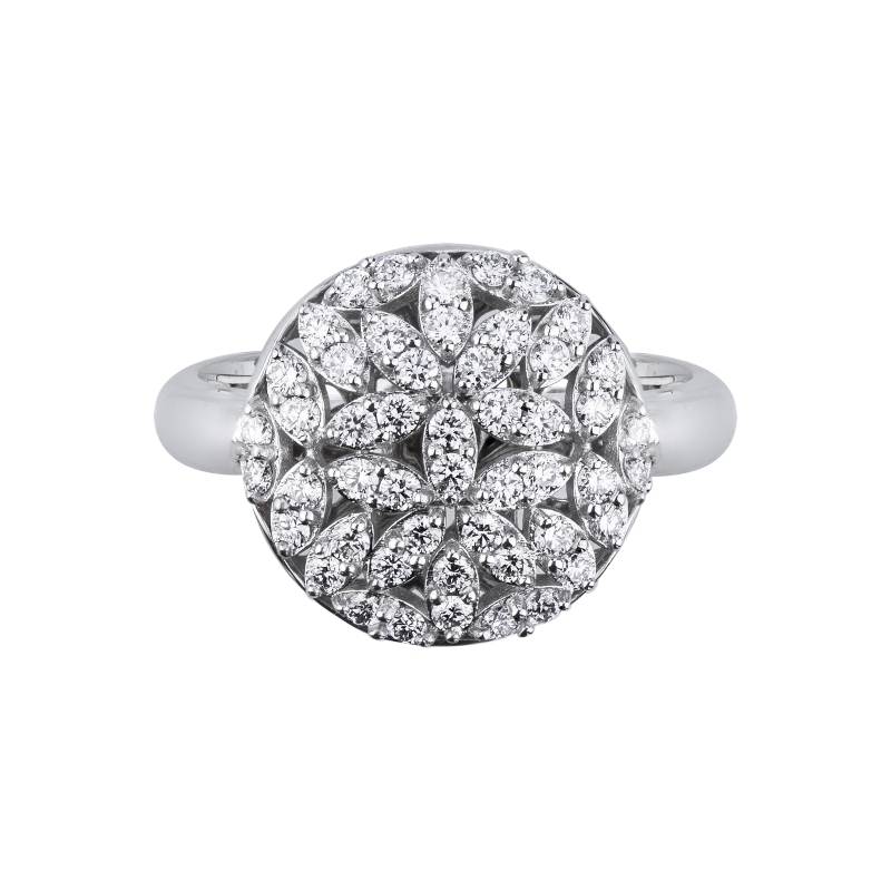 Bague ronde en or blanc 750 avec diamants Bague ronde en or blanc 750 avec diamants