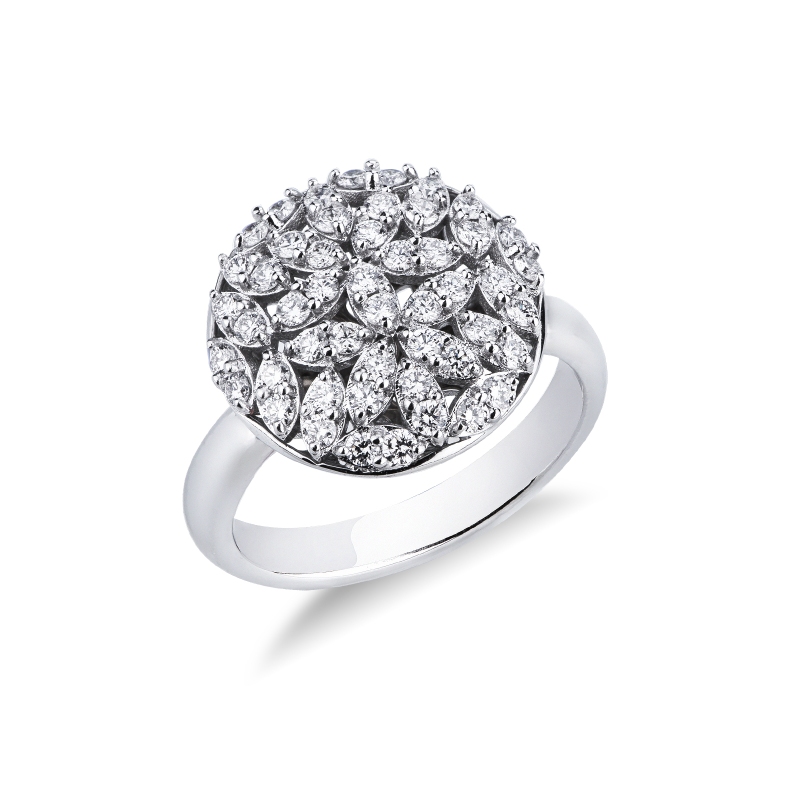 Bague ronde en or blanc 750 avec diamants Bague ronde en or blanc 750 avec diamants