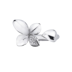 Bague ouverte fleur en or blanc et diamants 2
