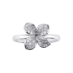 Bague fleur en or blanc avec diamants 2