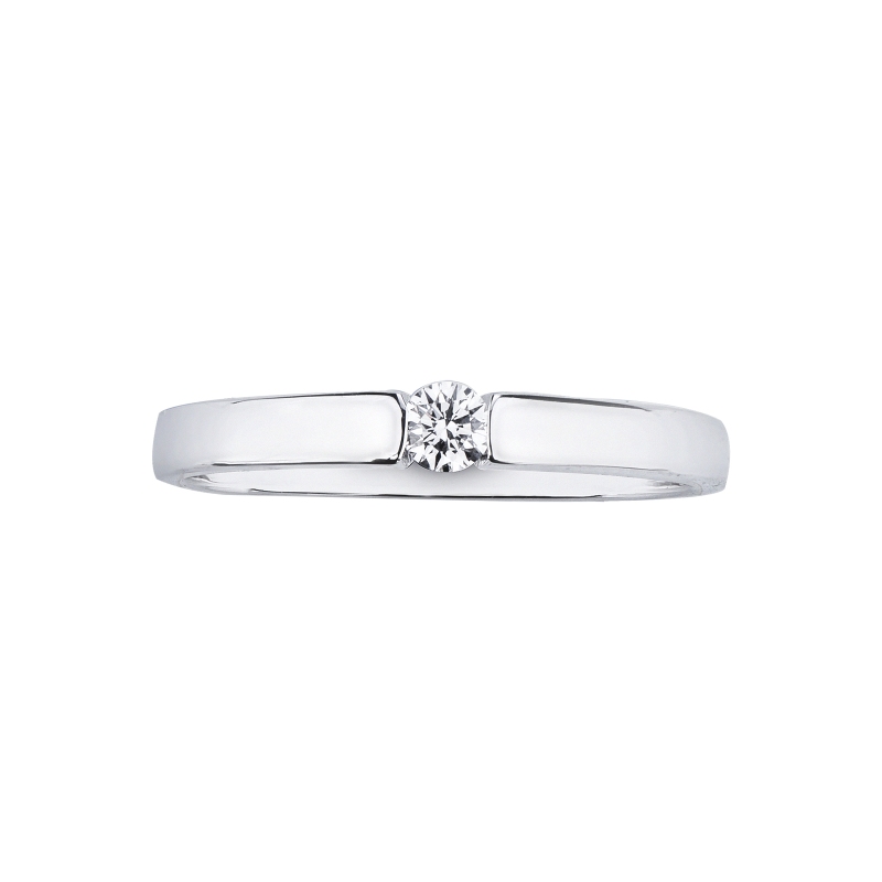 Bague solitaire en or blanc 18k avec diamant brillant CT 0,10