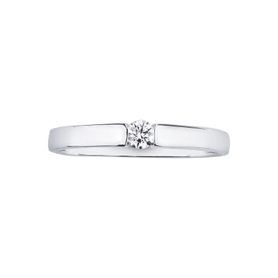 Bague solitaire en or blanc 18k avec diamant brillant CT 0,10