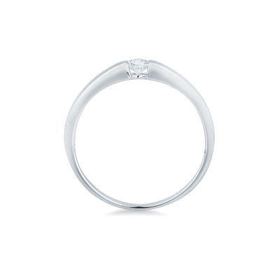 Bague solitaire moderne en or blanc 18k avec diamant serti clos
