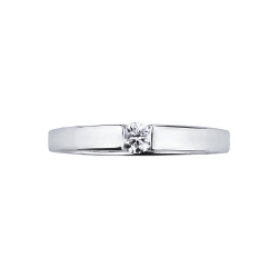 Bague solitaire moderne en or blanc 18k avec diamant serti clos 2