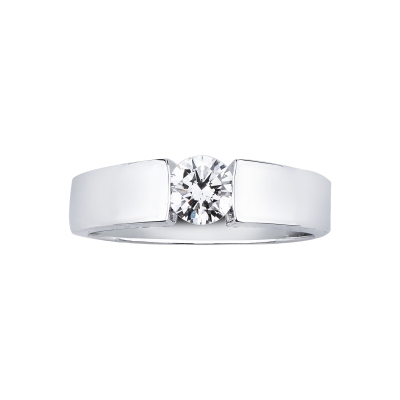 Bague solitaire Or Blanc 18k avec diamant ct 0.50