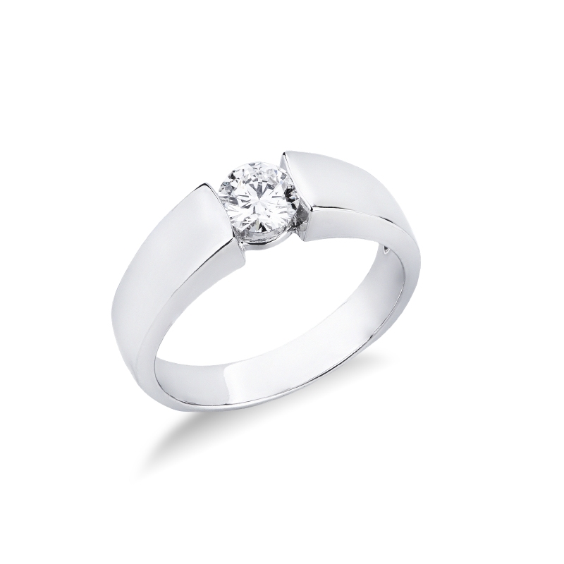 Bague solitaire Or Blanc 18k avec diamant ct 0.50