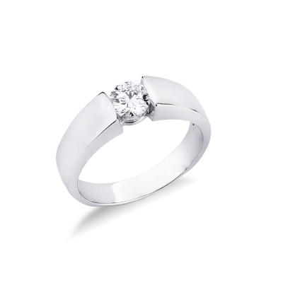 Bague solitaire Or Blanc 18k avec diamant ct 0.50