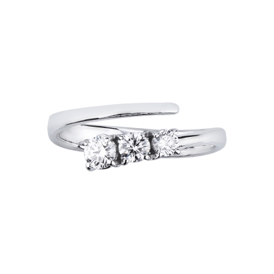 Bague trilogy contrarié en or blanc 18k avec diamants