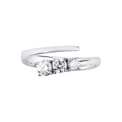 Bague trilogy contrarié en or blanc 750 trois diamants 2