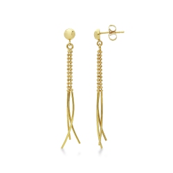 Boucles d’oreilles pendantes en or jaune 18k avec perles et barres