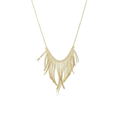 Collier en or jaune 18k avec perles godronnées et barres brillantes