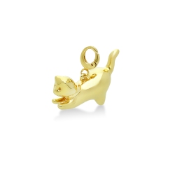 Pendentif chat en or jaune 18k, 2 cm