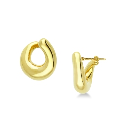 Créoles bombées en or jaune 18k avec design semi-tressé