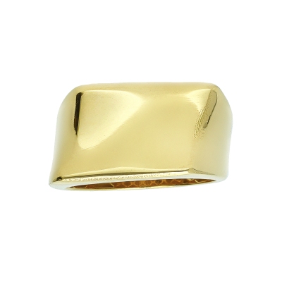 Bague en or jaune 18k design bande rectangulaire