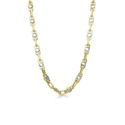 Chaîne bicolore en or blanc et jaune 18k avec design géométrique