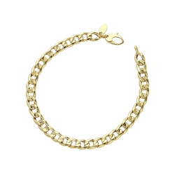 Bracelet gourmette plat brillant en or jaune 18k 19 cm