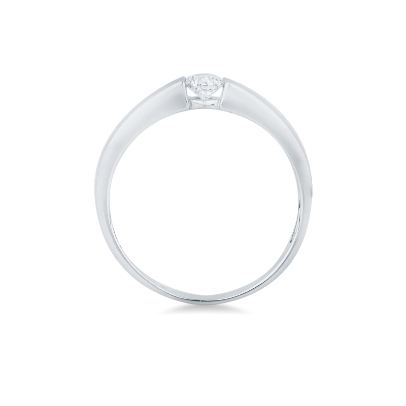 Bague solitaire moderne en or blanc 18k avec diamant 0,20ct
