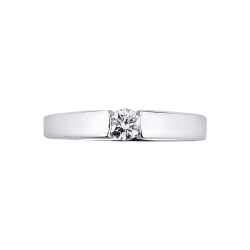 Bague solitaire moderne en or blanc 18k avec diamant 0,20ct 2