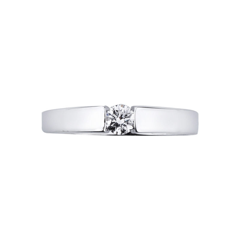 Bague solitaire moderne en or blanc 18k avec diamant 0,20ct