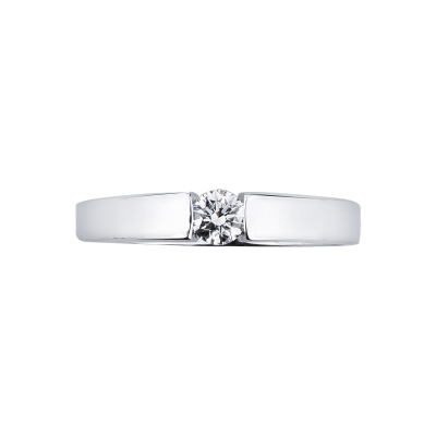 Bague solitaire moderne en or blanc 18k avec diamant 0,20ct