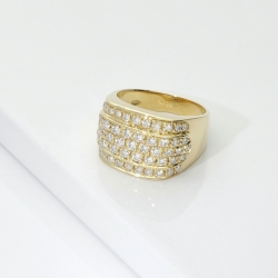 Bague jonc en or jaune 18K avec diamants brillants