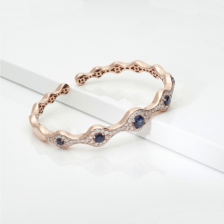 Bracelet JONC Or Rose Saphirs Bleus Diamants