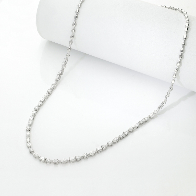 Collier Diamants Or Blanc Tailles Goutte Navette Baguette Collier Diamants Or Blanc Tailles Goutte Navette Baguette