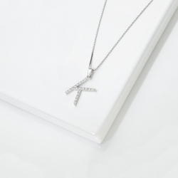 Collier Initiale K Diamants Or Blanc