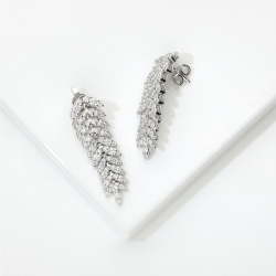 Boucles d'Oreilles Pendantes Diamants Or Blanc