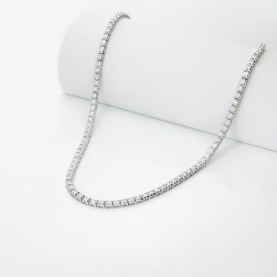 Collier tennis or blanc 18K avec diamants