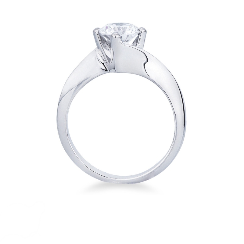 Bague solitaire IGI or blanc 18 carats avec diamant 1.00 CT