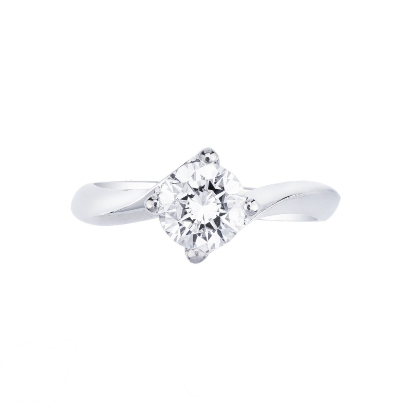 Bague solitaire IGI or blanc 18 carats avec diamant 1.00 CT