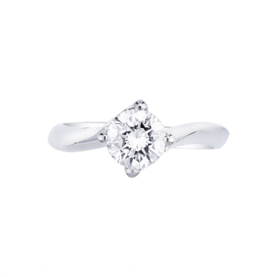 Bague solitaire IGI or blanc 18 carats avec diamant 1.00 CT