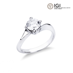 Bague solitaire IGI or blanc 18 carats avec diamant 1.00 CT