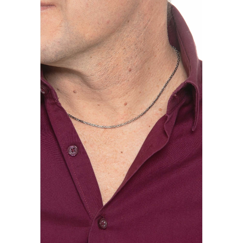 Collier en or blanc 18k à maille byzantine design cm 40 Collier en or blanc 18k à maille byzantine design cm 40