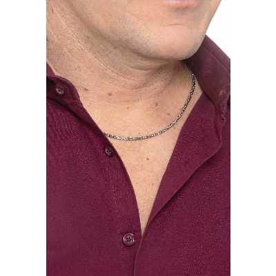 Collier en or blanc 18k à maillons byzantins