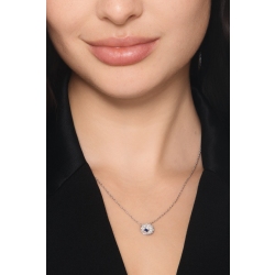 Collier avec pendentif pavé ovale en or blanc, saphir et diamants 2