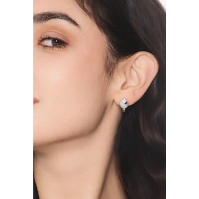 Boucles d’oreilles pavé ovale en or blanc, saphir et diamants