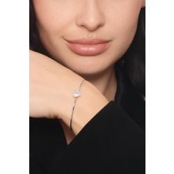 Bracelet rigide en or blanc avec aiguemarine cœur et diamants 2