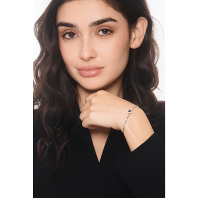 Bracelet rigide en or blanc avec saphir cœur et diamants