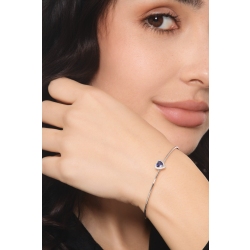 Bracelet rigide en or blanc avec saphir cœur et diamants 2
