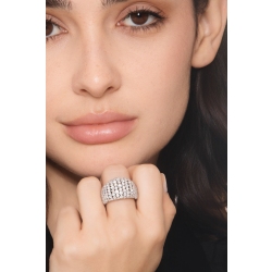 Bague jonc souple en or blanc avec diamants 2