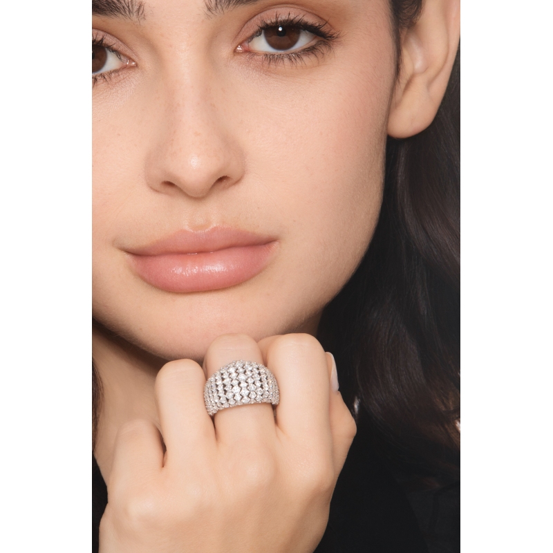 Bague jonc souple en or blanc avec diamants Bague jonc souple en or blanc avec diamants