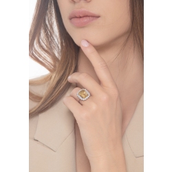 Bague halo en or blanc 18k avec diamants et citrine rectangulaire  2