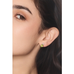 Boucles d’oreilles en or blanc avec péridot ovale et diamant 2