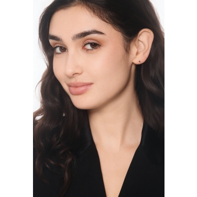 Mono boucle d’oreille en or blanc 18k diamant noir