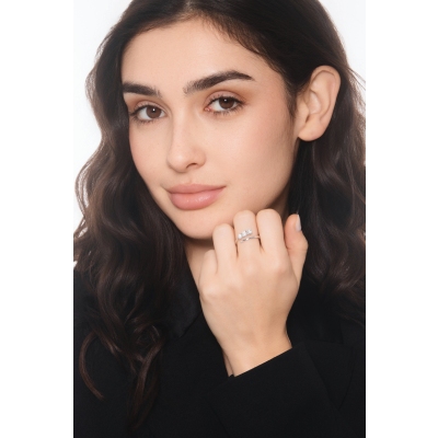 Bague trilogy contrarié en or blanc 18k avec diamants