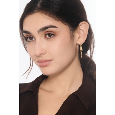 Boucles d’oreilles pendantes en or jaune 18k avec design géométrique